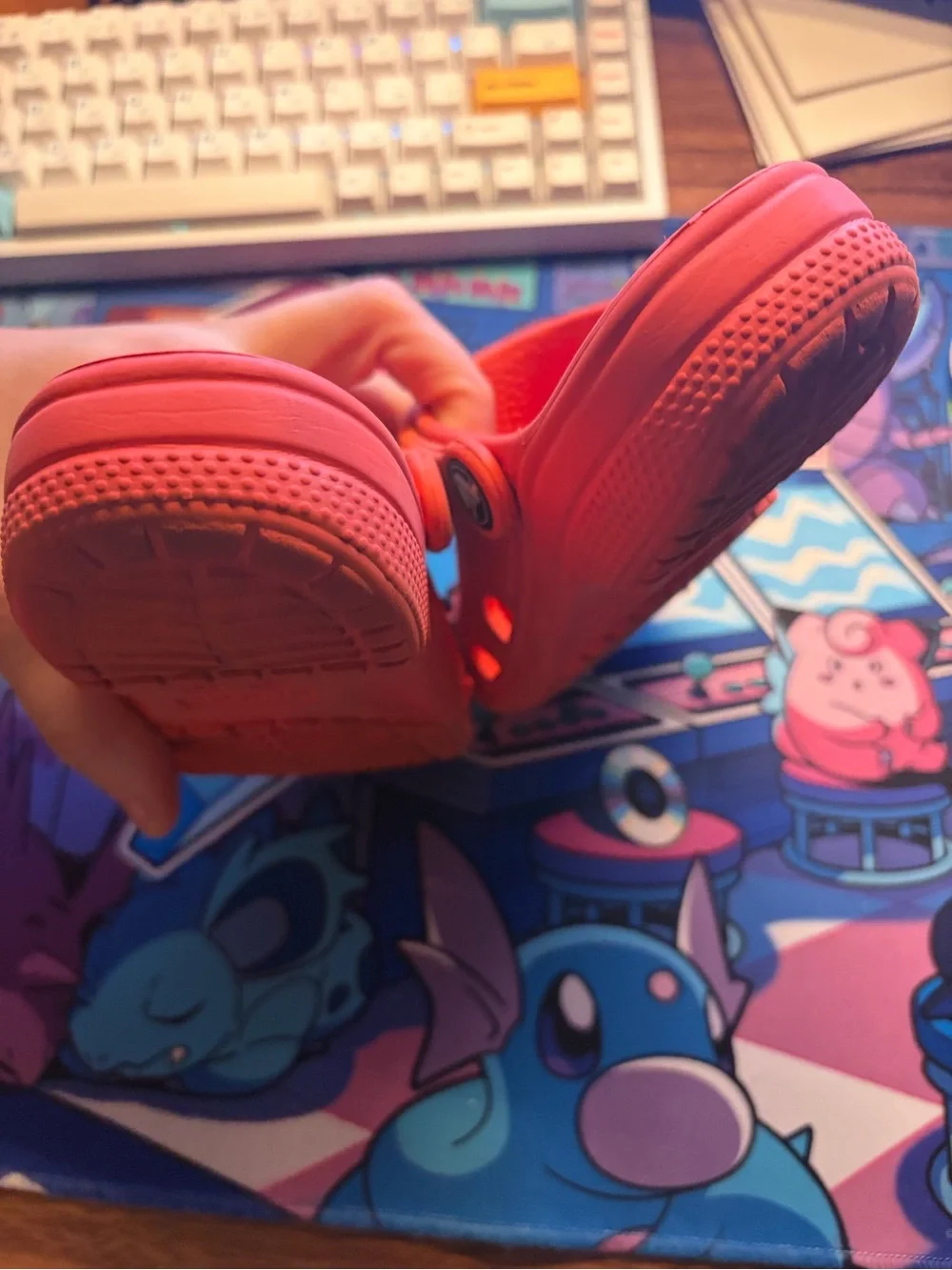 CROCS Kids Clogs in Bright Coral with Pokémon Charms